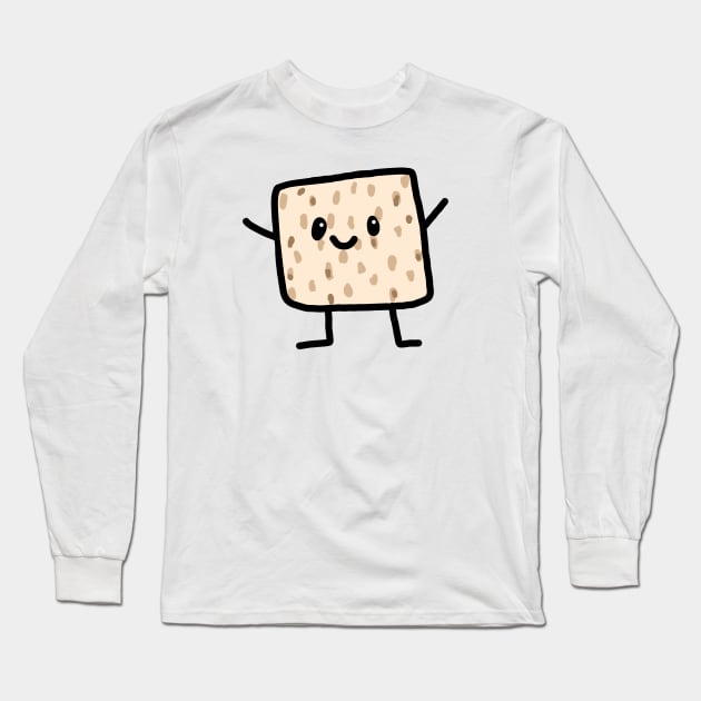 Cute Jewish Holiday Passover Matzah Man Character Cartoon Doodle, made by EndlessEmporium Long Sleeve T-Shirt by EndlessEmporium